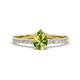 Aurin 7x5 mm Pear Peridot and Round Diamond Engagement Ring 