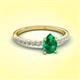 3 - Aurin 7x5 mm Pear Emerald and Round Diamond Engagement Ring 