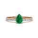 1 - Aurin 7x5 mm Pear Emerald and Round Diamond Engagement Ring 