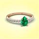 3 - Aurin 7x5 mm Pear Emerald and Round Diamond Engagement Ring 