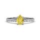 1 - Aurin 7x5 mm Pear Yellow Sapphire and Round Diamond Engagement Ring 