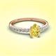 3 - Aurin 7x5 mm Pear Yellow Sapphire and Round Diamond Engagement Ring 