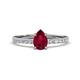 1 - Aurin 7x5 mm Pear Ruby and Round Diamond Engagement Ring 