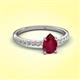 3 - Aurin 7x5 mm Pear Ruby and Round Diamond Engagement Ring 