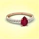 3 - Aurin 7x5 mm Pear Ruby and Round Diamond Engagement Ring 
