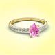 3 - Aurin 7x5 mm Pear Pink Sapphire and Round Diamond Engagement Ring 