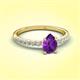 3 - Aurin 7x5 mm Pear Amethyst and Round Diamond Engagement Ring 