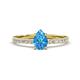 Aurin 7x5 mm Pear Blue Topaz and Round Diamond Engagement Ring 