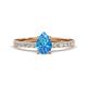 Aurin 7x5 mm Pear Blue Topaz and Round Diamond Engagement Ring 