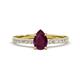1 - Aurin 7x5 mm Pear Rhodolite Garnet and Round Diamond Engagement Ring 