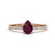 1 - Aurin 7x5 mm Pear Rhodolite Garnet and Round Diamond Engagement Ring 