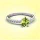 3 - Aurin 7x5 mm Pear Peridot and Round Diamond Engagement Ring 