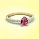 3 - Aurin 7x5 mm Pear Pink Tourmaline and Round Diamond Engagement Ring 
