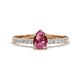 1 - Aurin 7x5 mm Pear Pink Tourmaline and Round Diamond Engagement Ring 