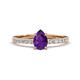 1 - Aurin 7x5 mm Pear Amethyst and Round Diamond Engagement Ring 