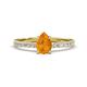 1 - Aurin 7x5 mm Pear Citrine and Round Diamond Engagement Ring 