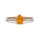 1 - Aurin 7x5 mm Pear Citrine and Round Diamond Engagement Ring 
