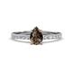 1 - Aurin 7x5 mm Pear Smoky Quartz and Round Diamond Engagement Ring 