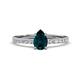 1 - Aurin 7x5 mm Pear London Blue Topaz and Round Diamond Engagement Ring 