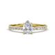 1 - Aurin 7x5 mm Pear White Sapphire and Round Diamond Engagement Ring 