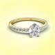 3 - Aurin 7x5 mm Pear White Sapphire and Round Diamond Engagement Ring 