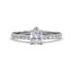 1 - Aurin 7x5 mm Pear White Sapphire and Round Diamond Engagement Ring 