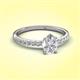3 - Aurin 7x5 mm Pear White Sapphire and Round Diamond Engagement Ring 