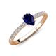 4 - Aurin 7x5 mm Pear Blue Sapphire and Round Diamond Engagement Ring 