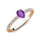 4 - Aurin 7x5 mm Pear Amethyst and Round Diamond Engagement Ring 