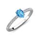 4 - Aurin 7x5 mm Pear Blue Topaz and Round Diamond Engagement Ring 