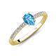 4 - Aurin 7x5 mm Pear Blue Topaz and Round Diamond Engagement Ring 