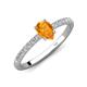 4 - Aurin 7x5 mm Pear Citrine and Round Diamond Engagement Ring 