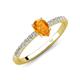 4 - Aurin 7x5 mm Pear Citrine and Round Diamond Engagement Ring 