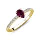 4 - Aurin 7x5 mm Pear Rhodolite Garnet and Round Diamond Engagement Ring 