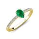 4 - Aurin 7x5 mm Pear Emerald and Round Diamond Engagement Ring 