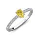 4 - Aurin 7x5 mm Pear Yellow Sapphire and Round Diamond Engagement Ring 