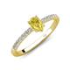4 - Aurin 7x5 mm Pear Yellow Sapphire and Round Diamond Engagement Ring 