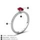 5 - Aurin 7x5 mm Pear Ruby and Round Diamond Engagement Ring 