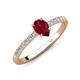 4 - Aurin 7x5 mm Pear Ruby and Round Diamond Engagement Ring 