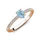 4 - Aurin 7x5 mm Pear Aquamarine and Round Diamond Engagement Ring 