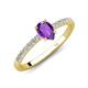 4 - Aurin 7x5 mm Pear Amethyst and Round Diamond Engagement Ring 