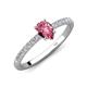 4 - Aurin 7x5 mm Pear Pink Tourmaline and Round Diamond Engagement Ring 