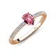 4 - Aurin 7x5 mm Pear Pink Tourmaline and Round Diamond Engagement Ring 