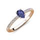 4 - Aurin 7x5 mm Pear Iolite and Round Diamond Engagement Ring 
