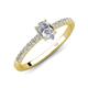 4 - Aurin 7x5 mm Pear White Sapphire and Round Diamond Engagement Ring 