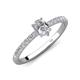 4 - Aurin 7x5 mm Pear White Sapphire and Round Diamond Engagement Ring 