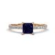 Aurin 6.00 mm Princess Lab Created Blue Sapphire and Diamond Engagement Ring 