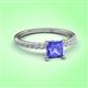 3 - Aurin 6.00 mm Princess Tanzanite and Diamond Engagement Ring 