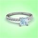 3 - Aurin 6.00 mm Princess Aquamarine and Diamond Engagement Ring 