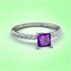 3 - Aurin 6.00 mm Princess Amethyst and Diamond Engagement Ring 